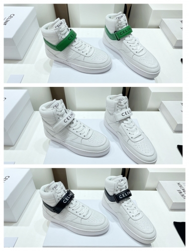 No.63106    Celine size 34-45  2023vs Fall Paris Fashion Release... Couples' horizontal band color-blocking high-top casual shoes