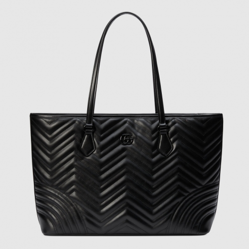 No.55033  739684     38.5*29*14cm  Marmont Quilted Large Tote Bag, Black Quilted V-shaped Leather