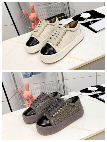 No.63315  CHANEL size 35-40  Thick sole series, patchwork upper (cowhide+Chanel fabric)