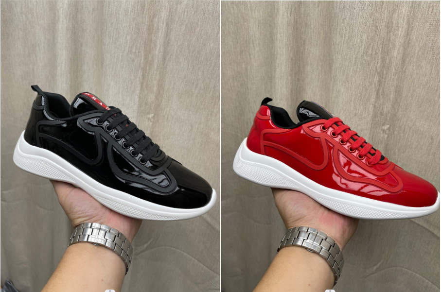 No.63381 size 38-47 prada imported patent leather, single layer mesh, vacuum TPU elastic sole, cowhide insole