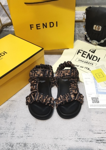 No.63386   FENDI  size 35-42  Flat sandals adorned with FF satin fabric