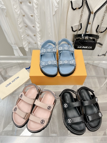 No.63405   size 35-40  LV Paseo Comfort Flat Sandals, Monogram Denim