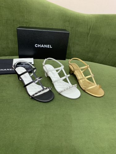 No.63414    size 35-40  CHANEL New Chain Heel Sandals, Sheepskin