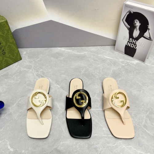 No.63434   size 35-40 GUCCI  Square head large buckle toe clip sandals, imported sheepskin