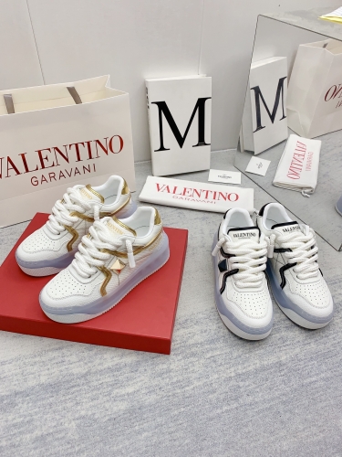 No.63445   size 35-45 VALENTINO  2023 Latest Thick Lace Couple Bread Shoes, Top Grade Cowhide Splice