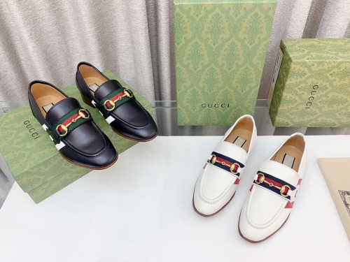 No.63482   size 35-41  Gucci Classic Horseport Buckle Calf Leather Lefu Shoes