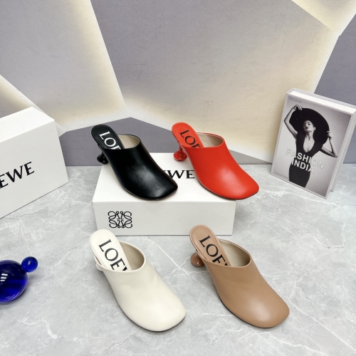 No.63499   size 35-40  LOEWE 23vs Spring/Summer Latest Style, Round Head Vase Heel Half Slippers