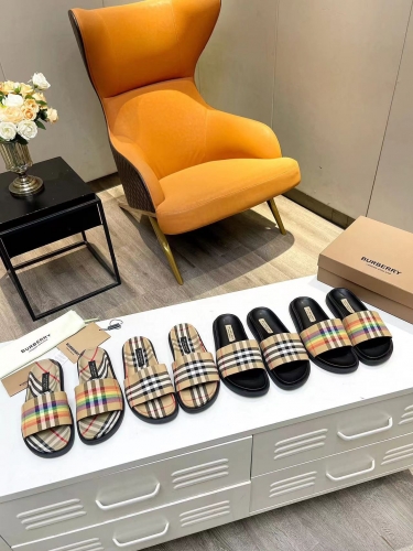 No.63504  size 35-45  Burberry Rainbow plaid slippers, cotton and linen