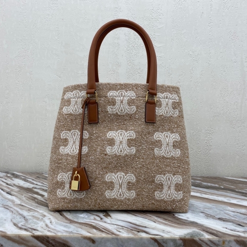 No.55242    3460   35*35*20cm  CABAS CELINE horizontal printed canvas and calf leather handbag, 46% cotton, 54% calf leather, 100% cotton lining