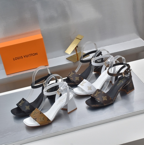 No.63524 size 34-42 LV high heeled sandals, LV exclusive vintage leather+imported calf leather fabric