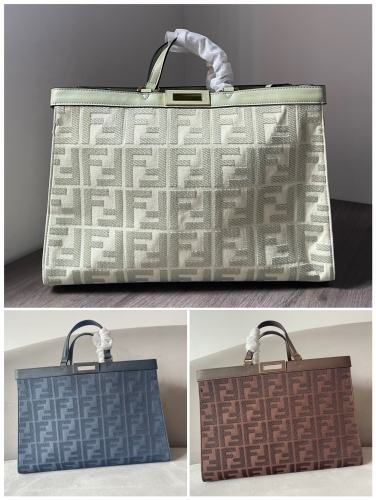 No.55262   374      41*29.5*16cm   X-Tote medium size handbag, canvas material+FF embossed pattern embroidery in the same color scheme