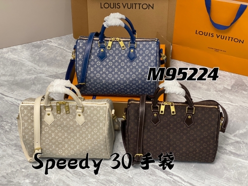 No.55267     M95224     30*21*17cm  Speedy Bandouli è re 30 handbag, Monogram jacquard denim