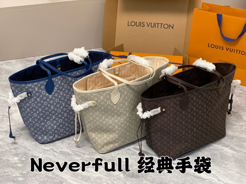 No.55274   M40995     32*29*17cm Denim shopping bag series, Neverfull classic handbag