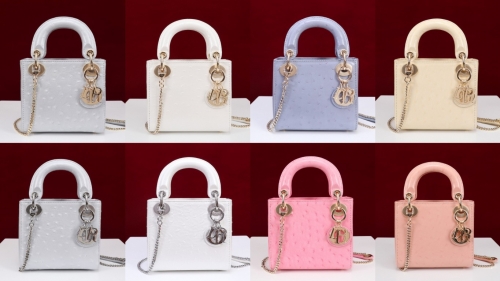 No.55303 M0505 17*15*7cm  Lady Daifei three grid ostrich pattern lady dior 17 鸵鸟纹 三格