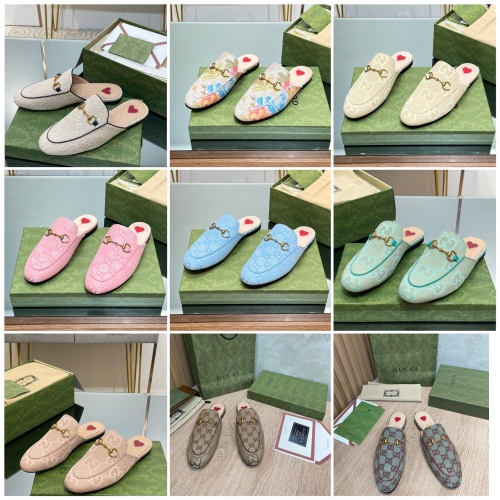 No.63594   size 35-41 Gucci 2023 Early Spring Princeton series slippers, original customized imported GG canvas+imported calf leather