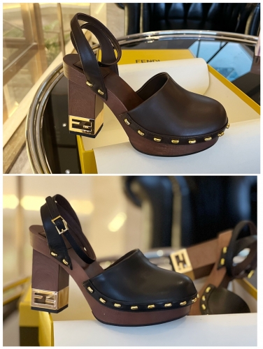 No.63593 size 35-41 FENDI Cowhide wooden sole shoes