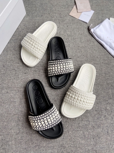 No.63623   size 35-40  Jimmy Choo-FITZ pearl slippers