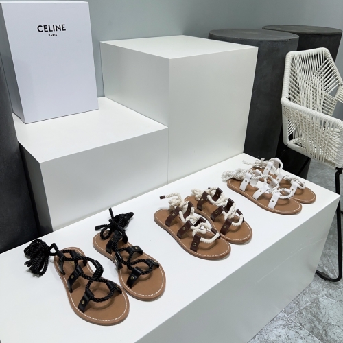 No.63663  size 35-40 Celine Celine Spring/Summer 2023 Latest Retro Fashionable Hemp Rope Roman Sandals