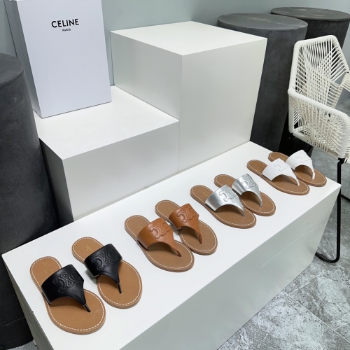 No.63662  size 35-40 Celine Sailin's latest retro flip-flops in spring and summer 2023, original imported calf leather upper