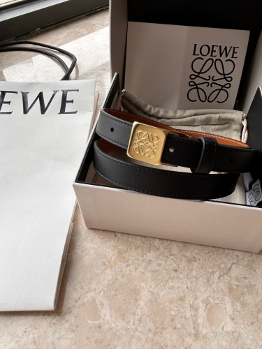 No.90737  LOEWE - Double sided Italian imported calf leather top layer+vacuum electroplated bright copper buckle, width 2.0cm