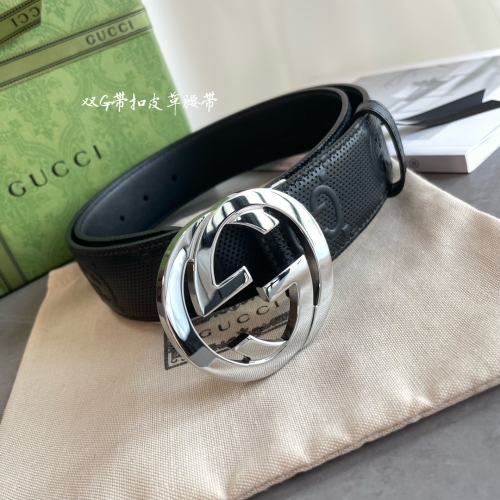 No.90743   GUCCI  New relief punching and embossing width of 4.0cm in the counter, large cake light white buckle