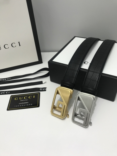 No.90777   GUCCI  Double sided original leather, letter buckle, width 3.5cm