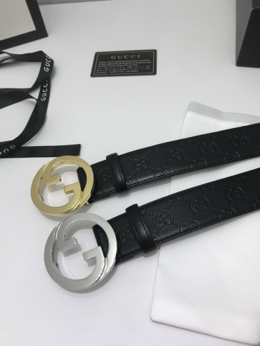 No.90778    GUCCI  Premium Gucci Signature genuine leather with dual G logo buckle, width 3.8cm