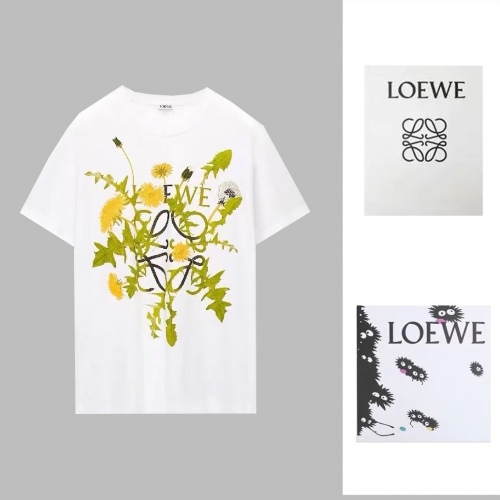 No.90801  LOEWE 23SS floral embroidery short sleeved, 100% cotton, size:XS-S-M-L