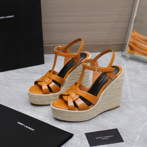 No.63731   YSL  The flagship grass woven sloping heel sandals of the counter, imported lacquered leather upper, sizes 35-42