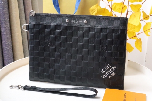 No.55522   N60502    30*21.5*1cm  Pochette To Go handbag, Damier Infini embossed leather,+Damier Graphite canvas