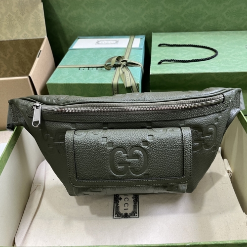 No.55666  645093  28*18*8cm  Double G waist pack, green/pressed G original leather