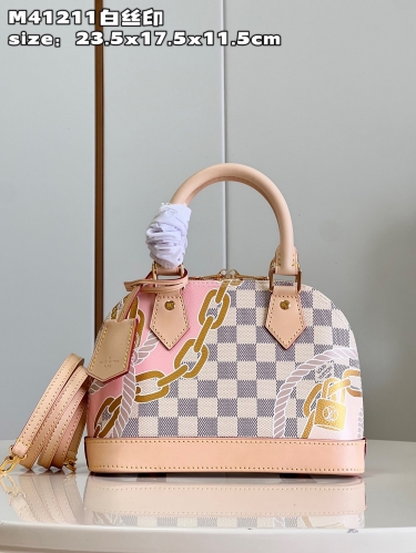 No.55650   M41211   M40472  23.5*17.5*11.5cm Alma BB handbag, printed Damier Azur canvas