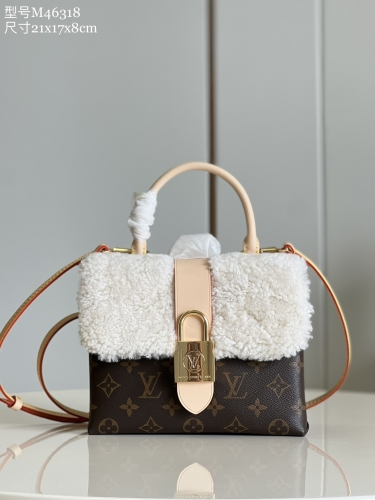 No.55651   M46318    M44141  21*17*8cm  Locky BB handbag, Monogram canvas+cowhide+cashmere