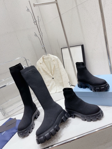 No.63857    Prada 2023 New Socks and Boots, Heel Height 5.5cm, Sizes 35-40