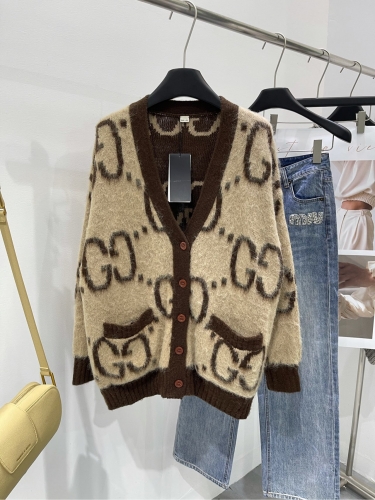 No.90907  Zhou Yangqing GG letter cardigan, mohair+wool blend, size: xs-s-m