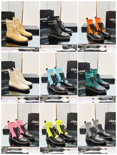 No.63900   2023 Chanel Candy Collection Autumn and Winter New, Elastic Boots, Sock Boots, Top Layer Cowhide+Original Flyknit, Sizes: 35-43