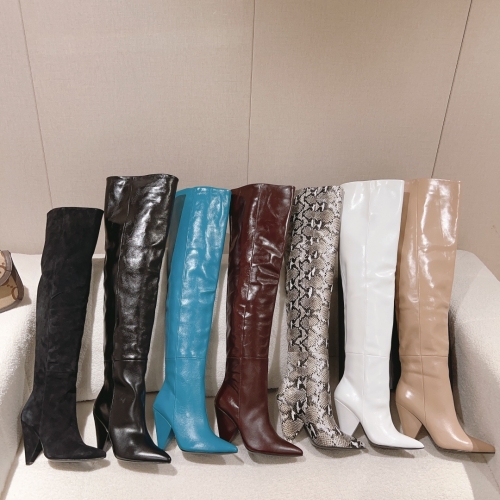 No.63917   YSL2023 Autumn and Winter New High Heel Bare Boots, Imported Cowhide Leather/Yangjing, Size: 35-41