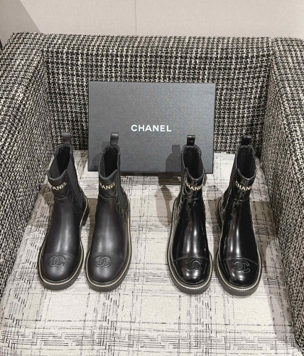 No.63906  Chanel  latest thin belt fly knit Martin boots for autumn and winter 2023, original customized calf leather+imported original fly knit, size
