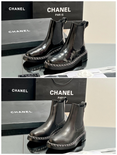 No.63903  2023 Chanel Chain Classic Chelsea Short Boot, imported custom top layer cowhide, sizes 35-41