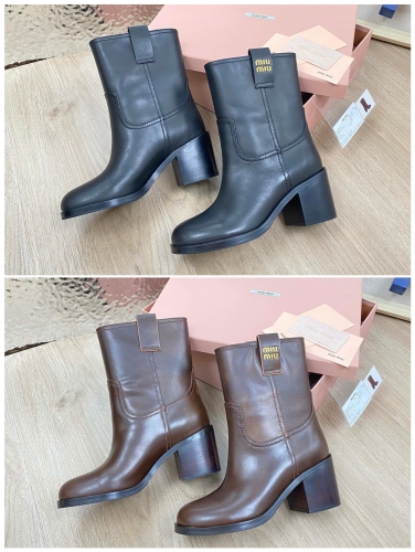 No.63950   Miumiu2023 Autumn/Winter runway new short boots, brushed calf leather, sizes 35-40