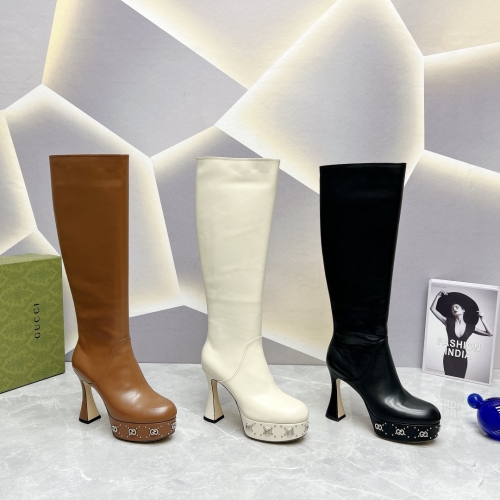 No.64037  GUCCI   Gucci's new autumn 2023 edition [Round Head Water Platform High Heel Boots], original custom sheepskin, sizes 35-41