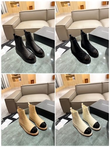 No.64080  CHANEL  2023 Autumn/Winter Collection Short Boots, Sheepskin/Sheepskin, Heel Height: 5cm, Sizes: 35-40