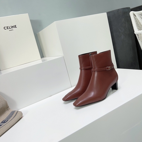 No.64085  CELINE 2023ss Autumn/Winter Short Heel Boots, Imported Mixed Sheepskin, Sizes 35-40