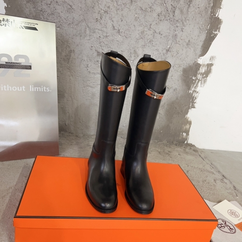 No.64130  HERMES 2023 New Kelly Button Rider Boots (15 inch boots). Imported calfskin from Italy. Size: 35-40