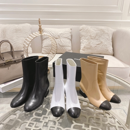 No.64133  Chanel  2023 Autumn/Winter Classic Pearl Heel Short Boots. Original customized imported lambskin. Size: 35-41