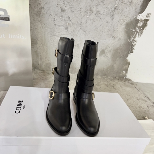 No.64128  Celine  2023 Triumphal Arch punk style short boots. Calf leather. Size: 35-40