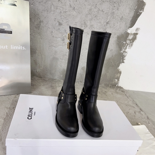 No.64127  Celine 2023 Triumphal Arch punk style short boots. Calf leather. Size: 35-40