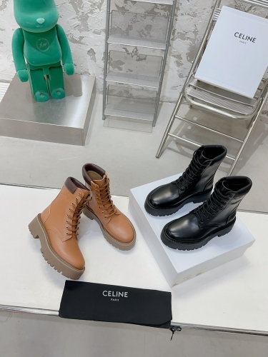 No.64144    Celine 2023 Spring/Summer Launch of New Autumn/Winter Thick Sole Elevated Martin Boots. Original customized cowhide fabric. Size: 35-41