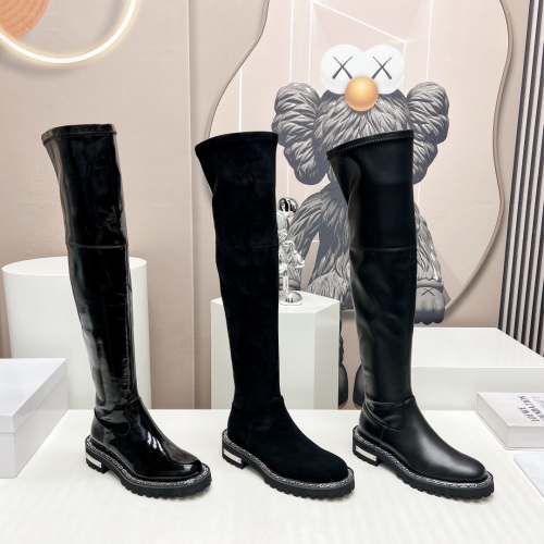 No.64162  Givenchy  2023 vs Autumn/Winter New, round toe elastic knee length boots, imported custom cowhide/patent leather. Size, 35-40