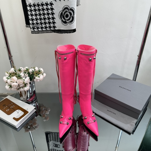 No.64204    Balenciaga  Rivet punk high heeled motorcycle boots long and short boot series. Customized imported textured calf suede. Sizes 35-43